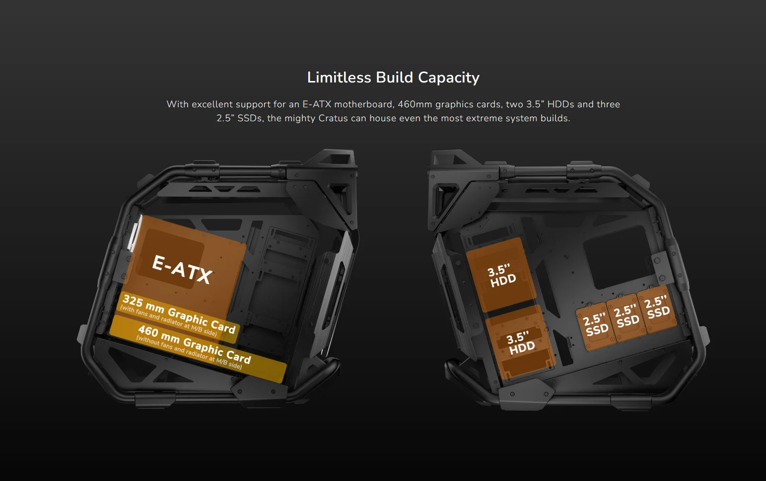 COUGAR Conquer Aluminum Mid Tower Tempered Glass Gaming Case (Copy)Bermor Techzone COUGAR Conquer Aluminum Mid Tower Tempered Glass Gaming Case (Copy)<ul> <li>Aluminum Alloy ATX Mid Tower</li> <li>2 x USB 3.0 / 1 x Mic / 1 x Audio Front Ports</li> <li>3 max. Internal 3.5" Drive Bays</li> <li>Motherboard Support Mini ITX / MicroATX / ATX</li> <li></li> </ul>