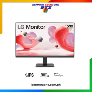 LG 27" FHD 3-SIDE BORDERLESS IPS 100HZ MONITOR WITH FREESYNC<ul>
 	<li><a href="https://bermorzone.com.ph/"><strong>High Refresh Rate (100Hz)</strong></a>: The 100Hz refresh rate ensures smooth and fluid visuals, especially during fast-moving content like gaming or video playback, providing a more responsive experience.</li>
 	<li><strong>IPS Panel</strong>: The IPS technology offers better color accuracy and wider viewing angles (178°/178°), delivering consistent, vibrant colors regardless of where you're sitting in relation to the screen.</li>
 	<li><strong>AMD FreeSync</strong>: FreeSync technology synchronizes the monitor's refresh rate with your GPU, reducing screen tearing and stuttering, which is essential for a smooth gaming experience.</li>
 	<li><strong>3-Side Borderless Design</strong>: The minimal bezels on three sides of the monitor create a sleek, modern look, enhancing the overall aesthetic and providing an almost edge-to-edge viewing experience, great for multi-monitor setups.</li>
 	<li><strong>Ergonomic Stand</strong>: The adjustable stand allows for tilt, height adjustment, swivel, and pivot, enabling you to find the most comfortable viewing angle and improve overall ergonomics during long periods of use.</li>
</ul>