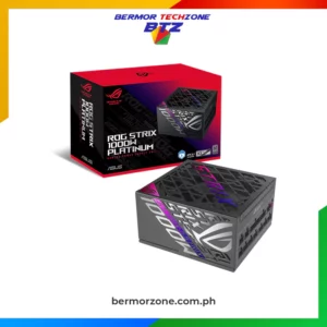 ASUS ROG STRIX PLATINUM Fully Modular 80 Plus Gold ATX 3.1 PCIE 5 1000W | 1200W Power Supply<h4>Features</h4>
<ul>
 	<li><strong>GaN MOSFET:</strong> 30% higher power efficiency with cooler operation.</li>
 	<li><strong>"GPU-FIRST" Voltage Sensing:</strong> 45% better voltage delivery for smoother performance.</li>
 	<li><strong>Large ROG Heatsinks:</strong> Lower temps and noise than reference designs.</li>
 	<li><strong>Dual Ball Bearings:</strong> Lasts twice as long as sleeve bearings.</li>
 	<li><strong>0dB Technology:</strong> Silent operation during light gaming.</li>
 	<li><strong>ATX 3.1 Compatible:</strong> Improved voltage and current regulation.</li>
 	<li><strong>PCIe 5.0 Ready:</strong> Native 12V-2x6 connector for next-gen GPUs.</li>
 	<li><strong>Lambda A+ Certified:</strong> Ultra-low noise below 20 dB.</li>
 	<li><strong>80 PLUS Platinum:</strong> Premium components for top efficiency.</li>
 	<li><strong>10-Year Warranty:</strong> Long-term reliability guaranteed.</li>
</ul>