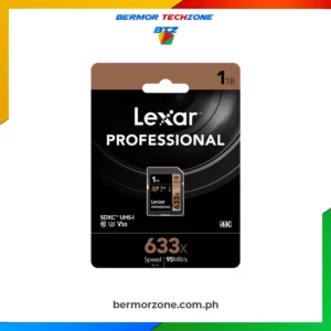 Lexar Professional 633x UHS-I SDXC 1TB Memory Card LSD1TCB633<h4>Features</h4>
<ul>
 	<li><a href="https://bermorzone.com.ph/">High</a>-speed performance with UHS-I technology, offering read speeds up to 95MB/s (633x).</li>
 	<li>Ideal for capturing 1080p Full-HD, 3D, and 4K video.</li>
 	<li>Large 1TB capacity for extended shooting without needing to change cards.</li>
 	<li>Class 10 performance for efficient, high-quality photo and video storage.</li>
 	<li>Accelerates workflow with fast file transfer from card to computer.</li>
</ul>