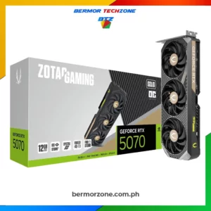 Zotac Gaming GeForce RTX 5070 Ti SOLID 16GB GDDR7 256-bit Graphics Card (Copy)- Powered by the NVIDIA Blackwell architecture and DLSS 4
- IceStorm 3.0 Advanced <a href="https://btz.com.ph">Cooling</a>
- Larger Vapor Chamber
- BladeLink Fans
- Reinforced Metal Mid-Frame
- FREEZE Fan Stop, Active Fan Control, Dual BIOS
- SPECTRA 2.0 RGB Lighting
- SPECTRA LINK Lighting Sync port
- Metal die-cast Backplate
- Bundled with GPU Support Bracket
- 12V-2x6 Safety Light
- All-new FireStorm Utility