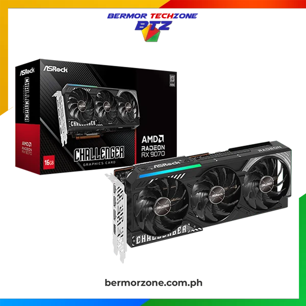 ASRock Radeon RX 9070 Steel Legend 16GB OC Graphics Card (Copy)
Clock: GPU / Memory
Boost Clock*: Up to 2700 MHz / 20 Gbps
Game Clock**: 2210 MHz / 20 Gbps
Key Specification
AMD Radeon™ RX 9070 GPU
16GB GDDR6 on 256-Bit Memory Bus
AMD RDNA™ 4 Architecture
56 Compute Units (3rd Gen RT + 2nd Gen AI Accelerators)
Microsoft® DirectX® 12 Ultimate
PCI® Express 5.0 Support
2x 8-pin Power Connectors
3x DisplayPort™ 2.1a, 1x HDMI™ 2.1b
Key Features
Polychrome SYNC
Triple Fan Design
Stylish Metal Backplate
Striped Ring Fan
Reinforced Metal Frame
Air Deflecting Fin
Ultra-fit Heatpipe
Super Alloy Graphics Card
Dimensions: 298 x 131 x 58 mm, 2.9-slot