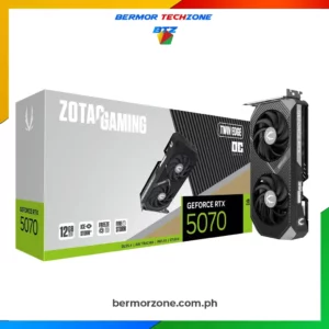 Zotac Gaming GeForce RTX 5070 SOLID 12GB GDDR7 192-bit Graphics Card (Copy)- Powered by the NVIDIA Blackwell architecture and DLSS 4
- NVIDIA SFF-Ready Enthusiast GeForce Card
- IceStorm 2.0 <a href="https://btz.com.ph">Cooling</a>
- BladeLink Fans
- FREEZE Fan Stop
- SPECTRA RGB Lighting
- Metal Backplate
- Bundled with GPU Support Bracket
- Power Safety Light
- All-new FireStorm Utility