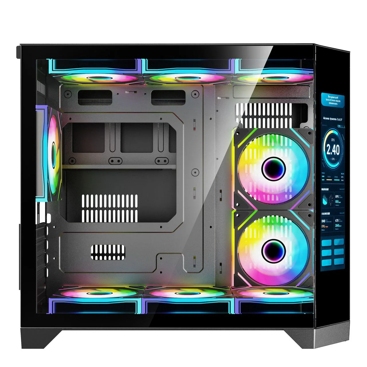 groundZERO Vision M Dual Chamber Micro ATX Chassis with LCD Display - Image 2