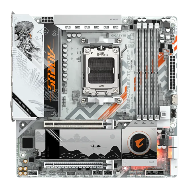 Gigabyte B850M AORUS ELITE WIFI7 ICE-P Micro-ATX AM5 White Motherboard GA-B850M-A-ELT-WF7-ICE-P - Image 2
