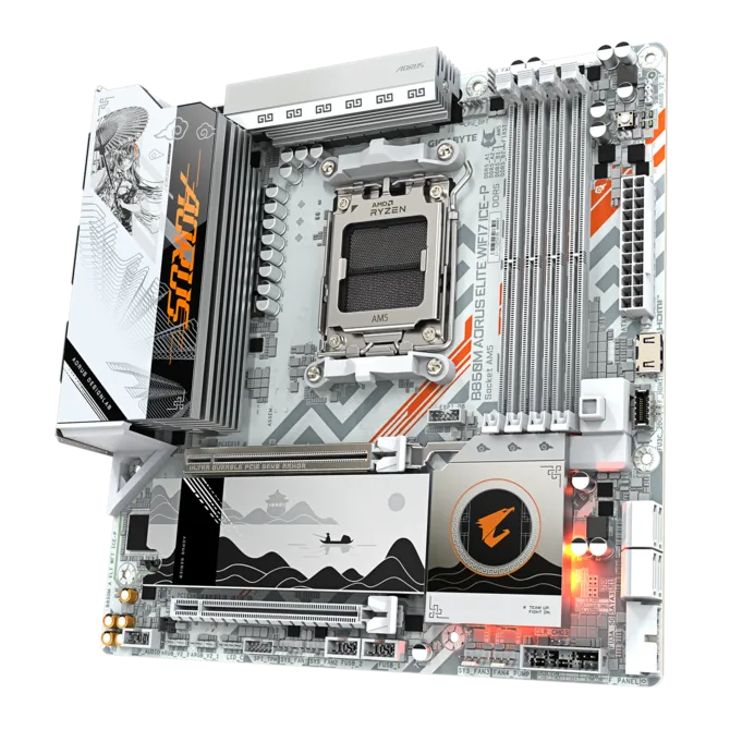 Gigabyte B850M AORUS ELITE WIFI7 ICE-P Micro-ATX AM5 White Motherboard GA-B850M-A-ELT-WF7-ICE-P - Image 3