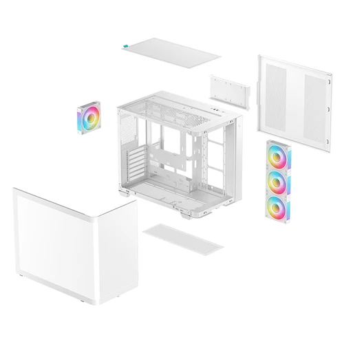 DeepCool CG530U 4F Panoramic Curved Glass Dual Chamber ATX PC Case - White - Image 6